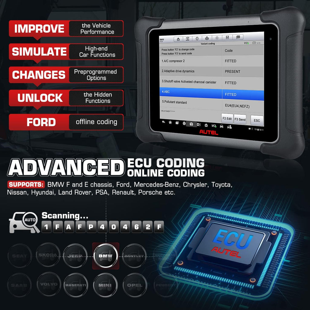 Autel Scanner MaxiSys Elite II, 2022 Newer Model, Hardware Same as Autel MS909, J2534 ECU Programming & Coding, Bi-Directional Control, 38+ Services G254763