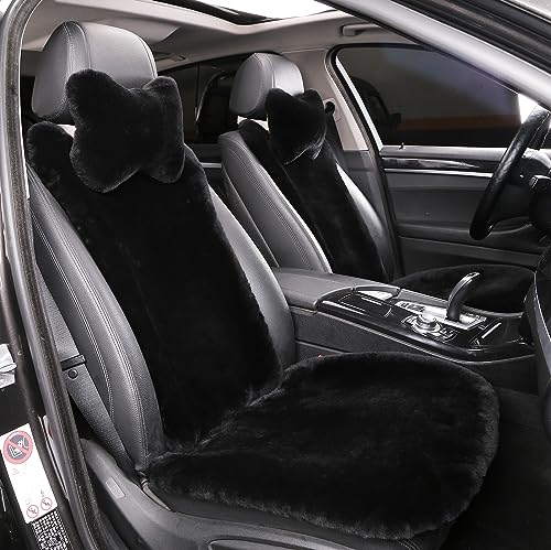 Beige Sheepskin Auto Front Seat Cushion Car Seat Cover Q25146