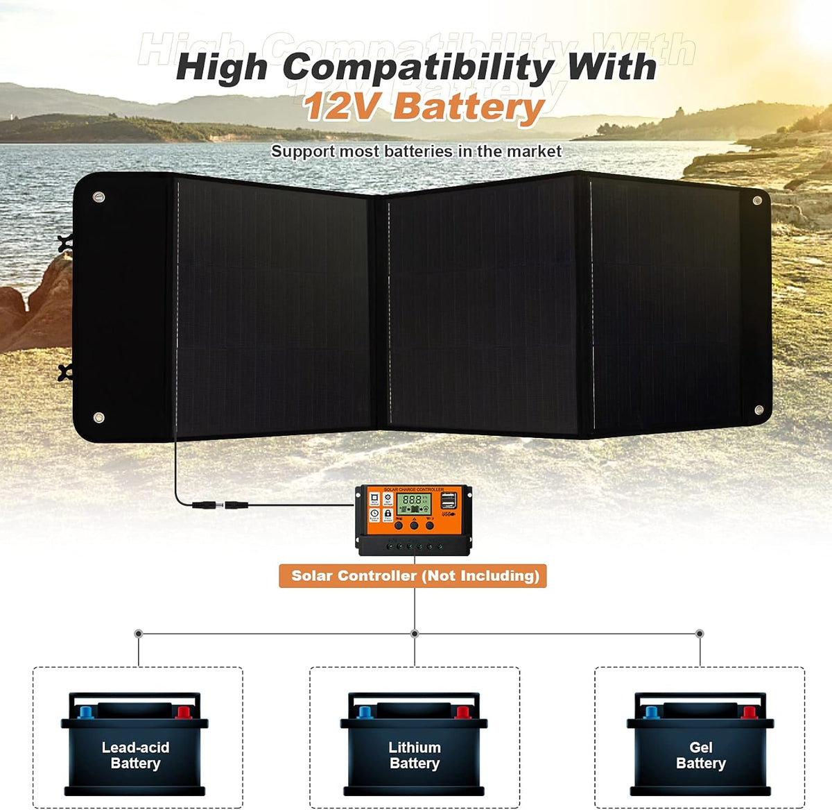 120W Monocrystalline Foldable Solar Panel with USB V799088