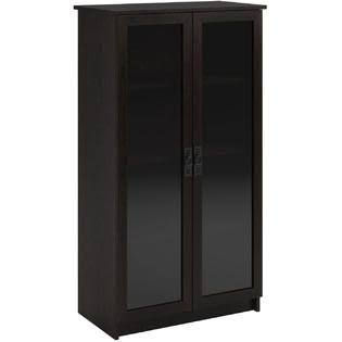 Espresso Glass Door Bookcase V9691