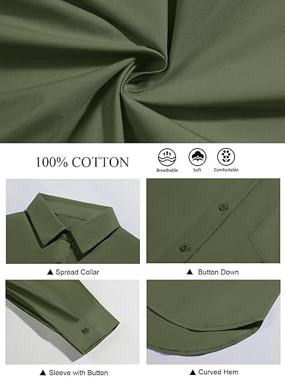Button Down Shirts Long Sleeve Blouses with Pocket Q3505