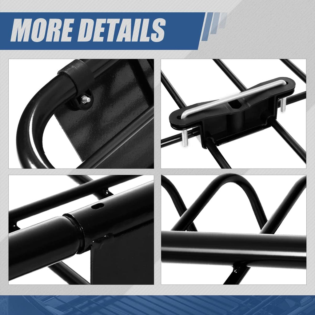 Black Mild Steel Roof Rack Cargo Carrier Basket D402481