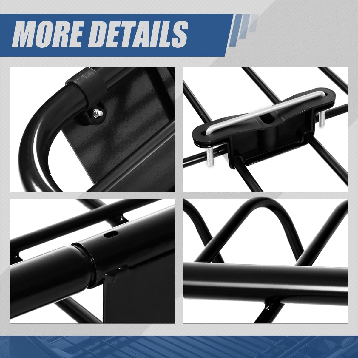 Black Mild Steel Roof Rack Cargo Carrier Basket D402481