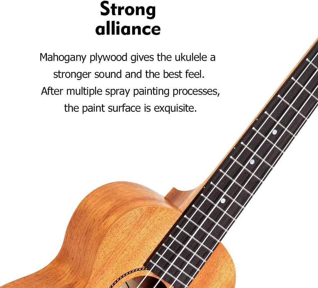Mahogany 21 Inch Soprano Ukulele with Folding Guitar Stand Y83660