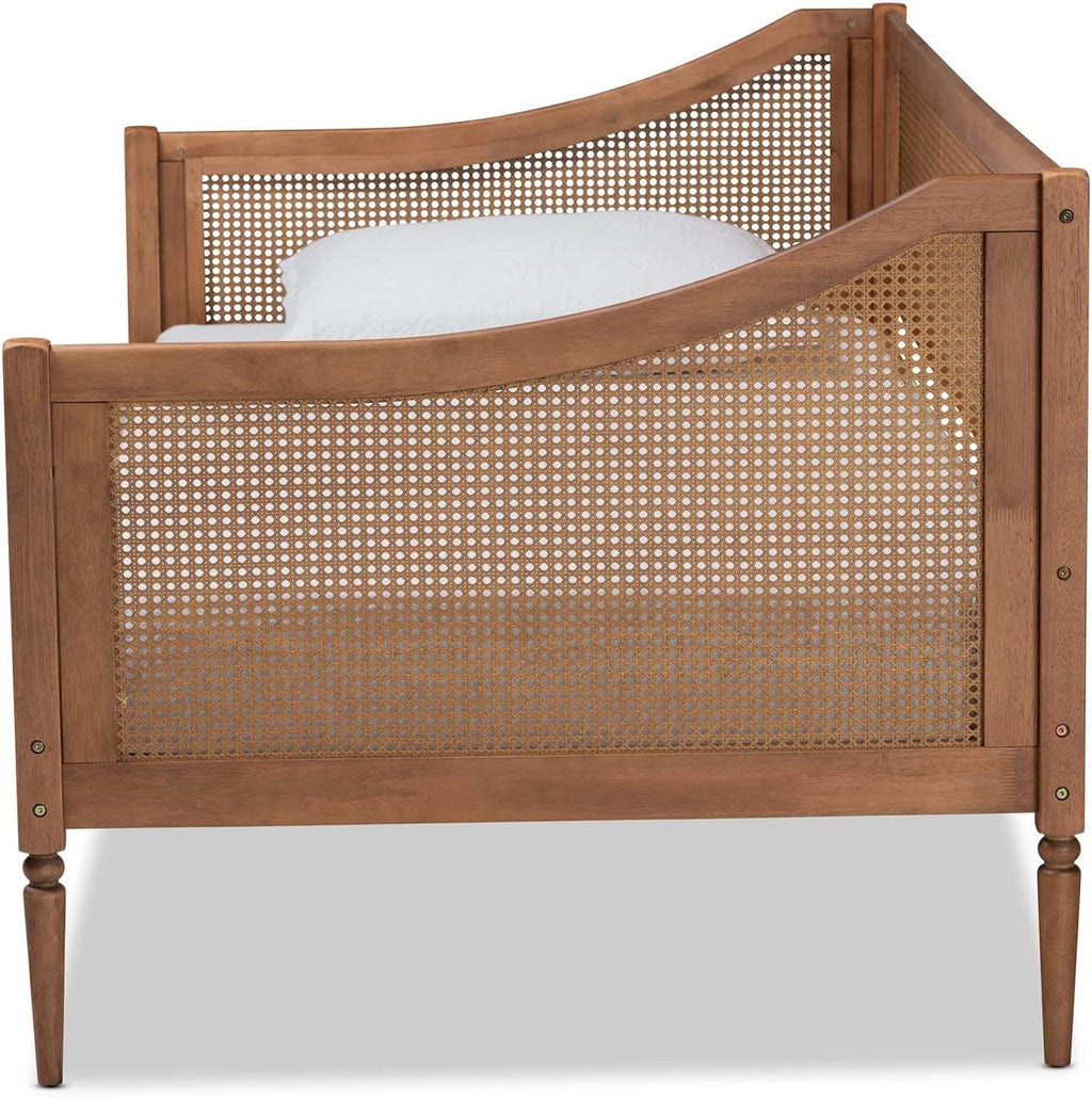 Brown Finished Wood and Synthetic Rattan Twin Size Daybed K144780