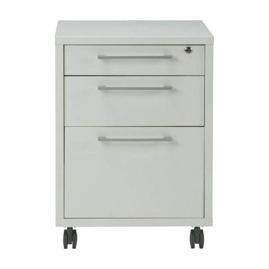 White 3 Drawer Mobile File Cabinet W88369