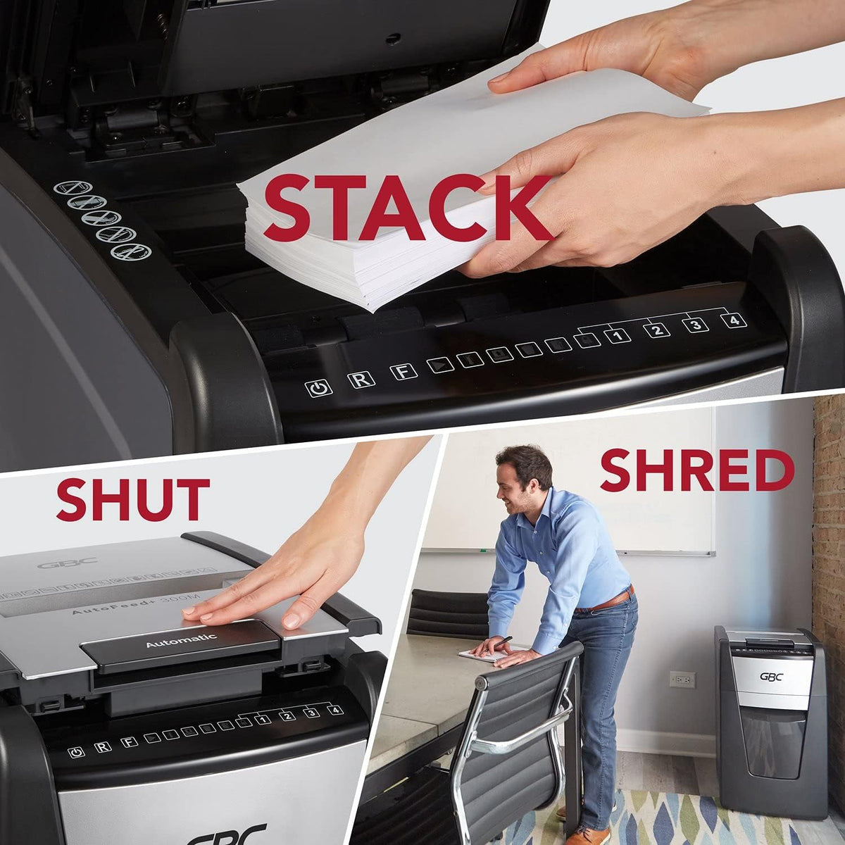 Auto Feed 300 Sheet Capacity Micro-Cut Paper Shredder N7845