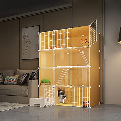 Large Cat Cage Metal Wire Indoor DIY Kennels Crate with Cat Litter Box W4367