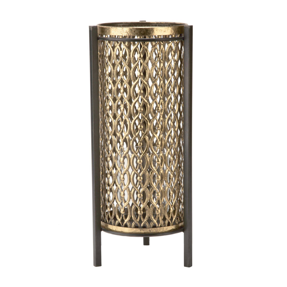 Antiqued Gold and Brown Contemporary Candle Stand Z763