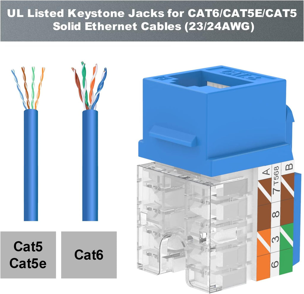 Cat6 RJ45 90 Degree Keystone Jack Insert 10-Pack C761289