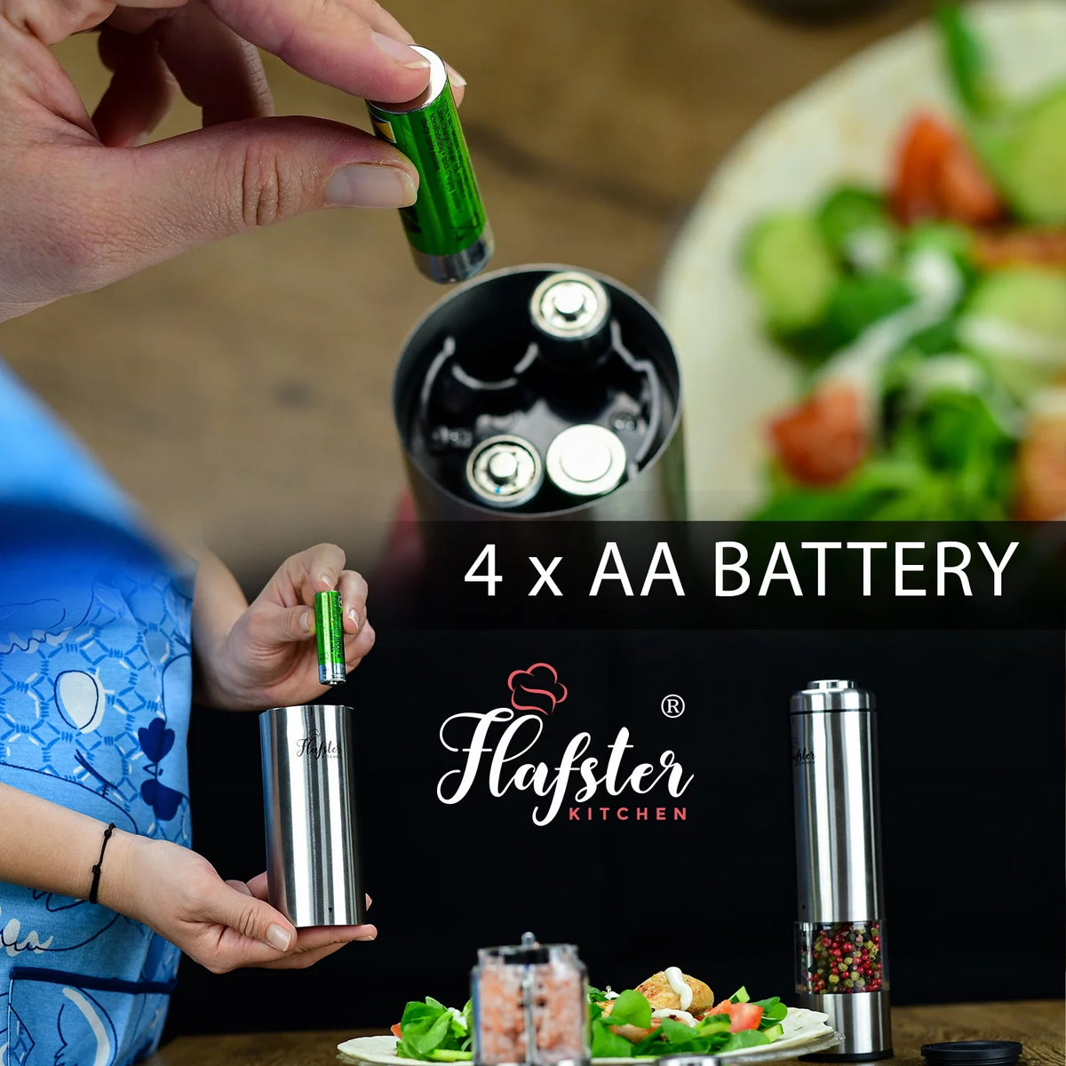 Battery Operated Electric Salt and Pepper Grinder Set C6556
