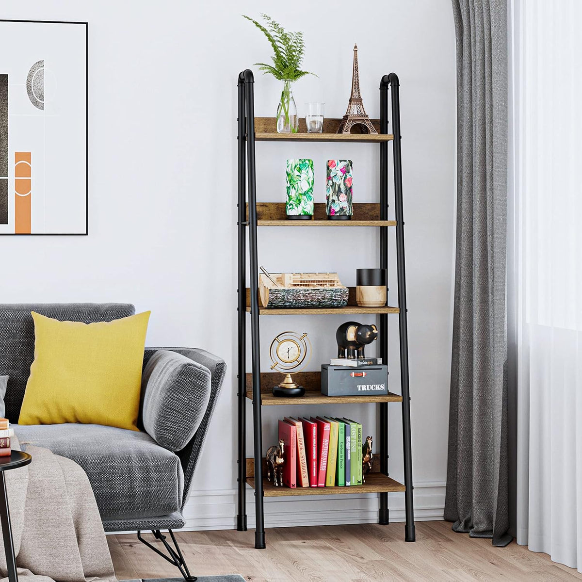 5 Tier Wood Ladder Shelf Z90589