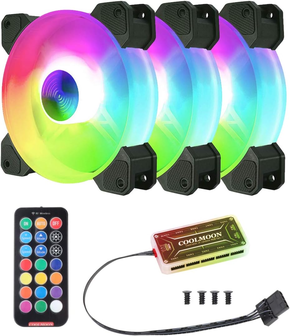 6pcs 120mm RGB Computer Case Fans with Controller G623