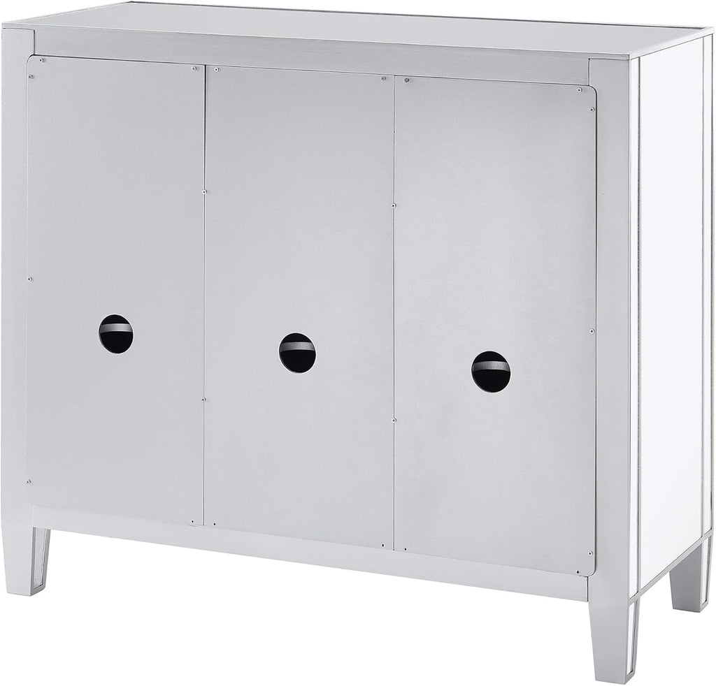 Mirrored Cabinet with Matte Silver Trim W918324