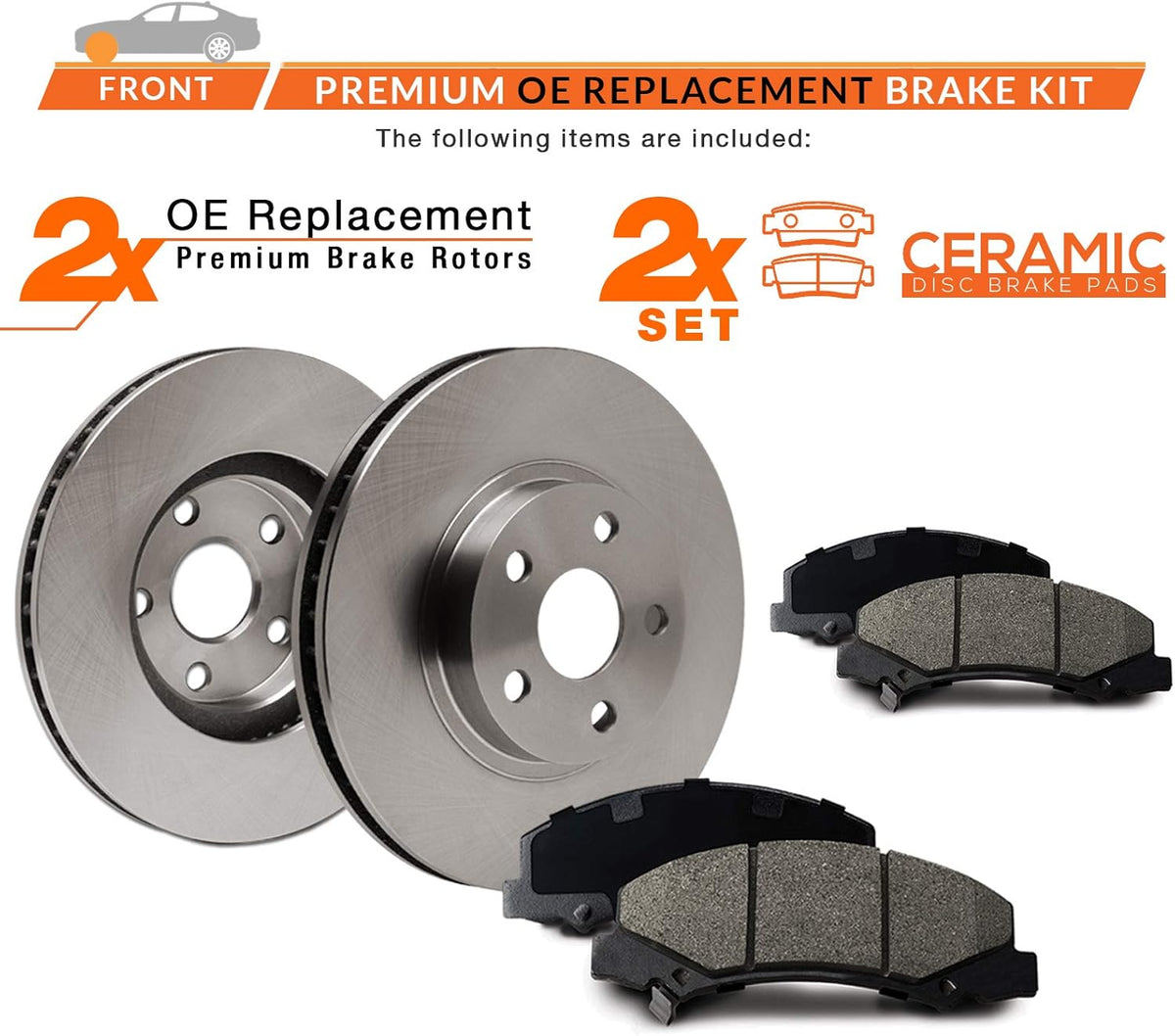 Max Brakes Premium OE Rotors with Carbon Ceramic Pads Z48570