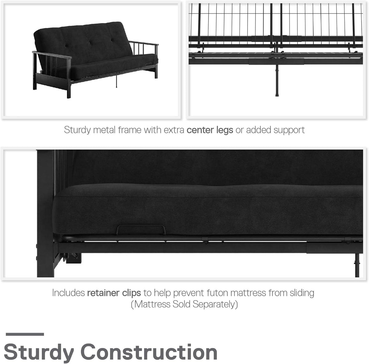 Black Metal Arm Futon Frame Z8785