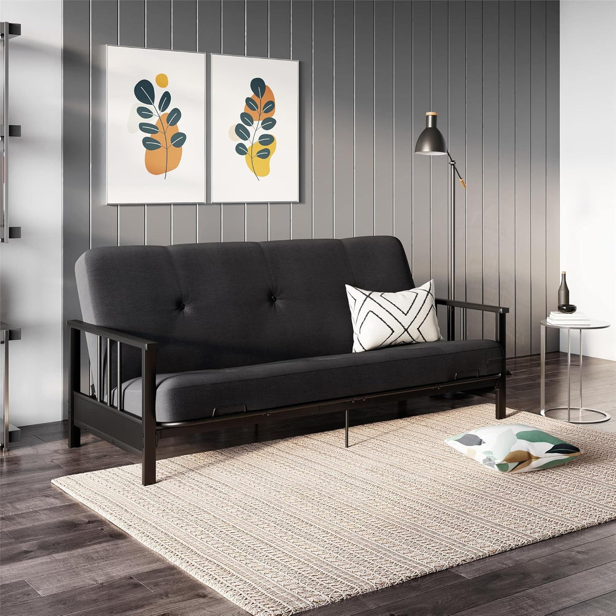 Black Metal Arm Futon Frame Z8785