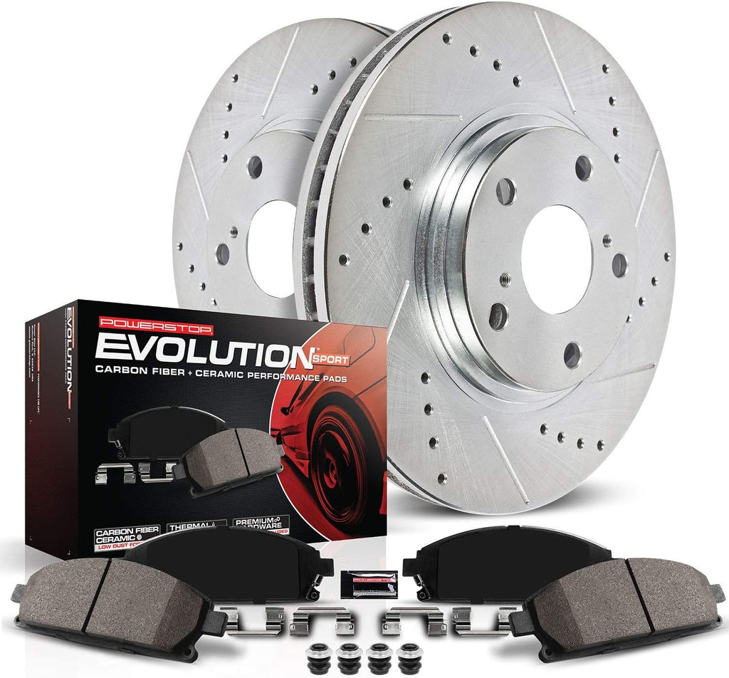 Rear Carbon Fiber Brake Pads with Drilled & Slotted Brake Rotors Kit K6965