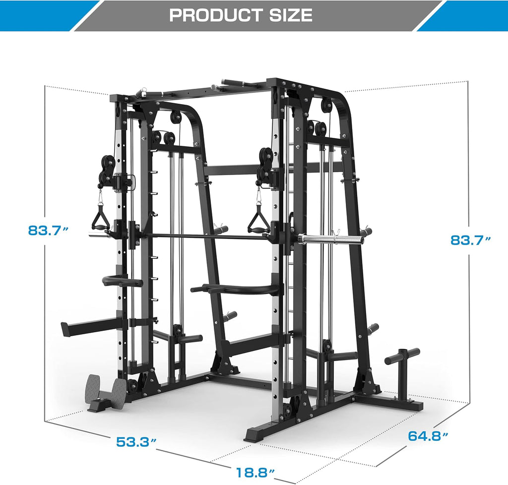 Smith Machine Power Cage with Weight Bar and LAT Pull-Down Systems G9472