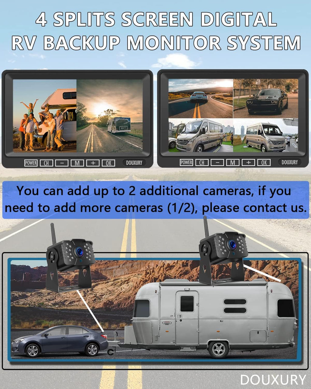 1080P Digital Wireless Backup Camera System 7'' Monitor IP69K Waterproof Night Vision W670