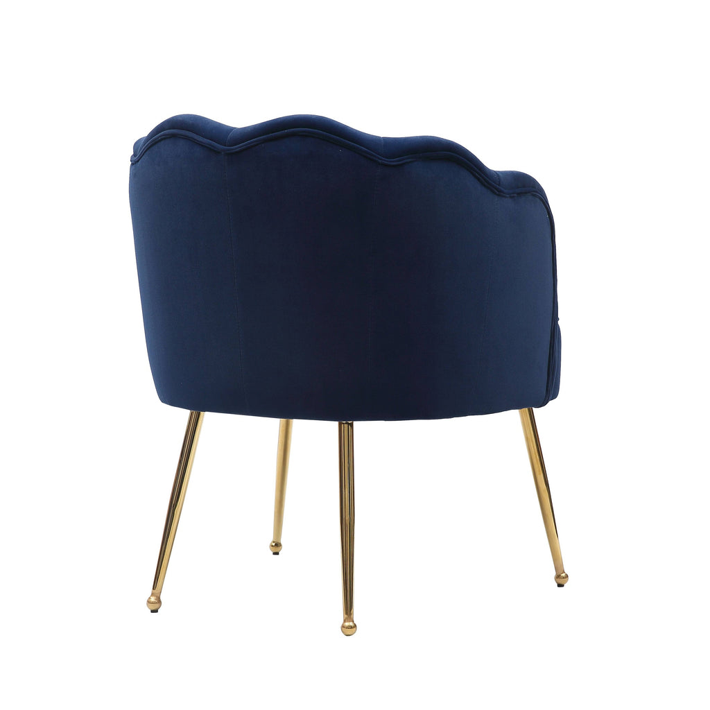 Blue Velvet Accent Chair with Gold Metal Legs R928