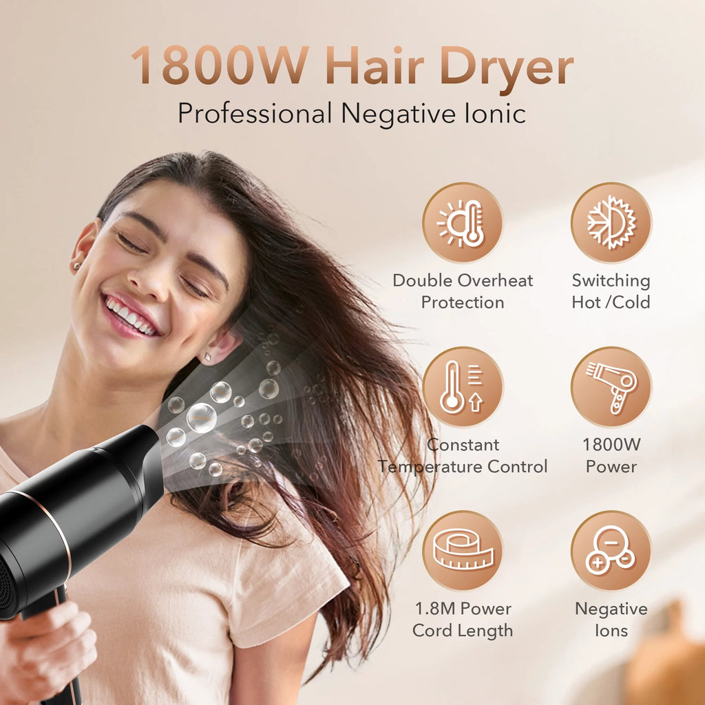 Black 1800W Ionic Hair Dryer U6774