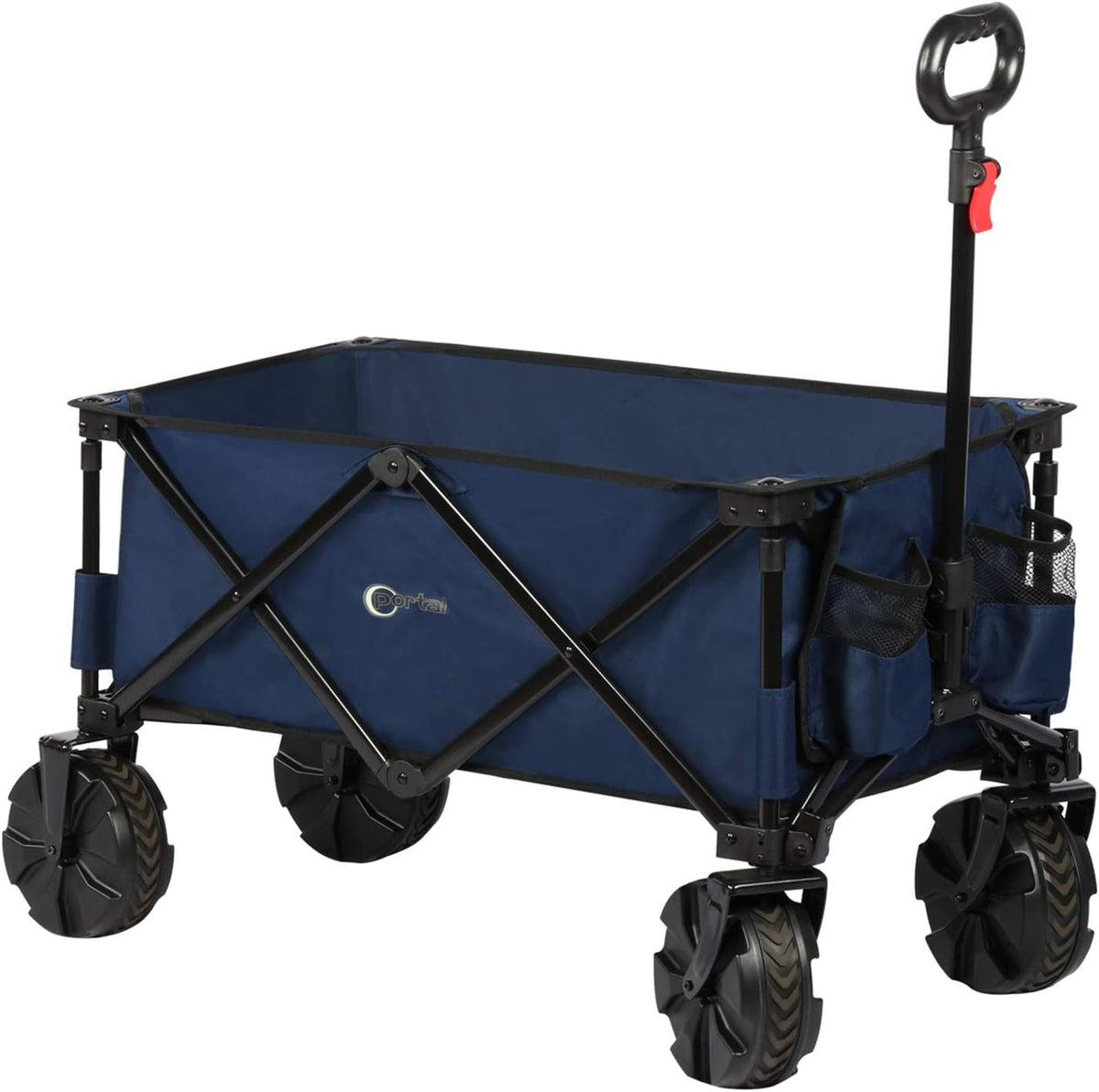 Blue Collapsible Folding Utility Wagon Cart with 8 inches Wheels N998
