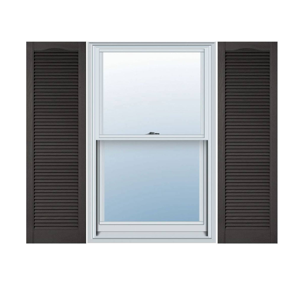 Vinyl Cathedral Top Open Louver Shutters S287574
