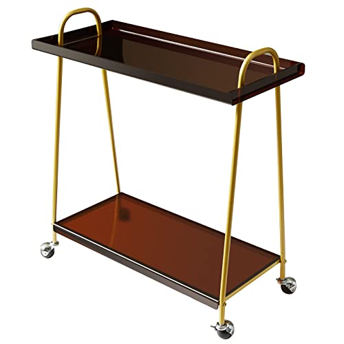 Black Mobile Bar Cart with Wine Rack and Glass Holder J6181