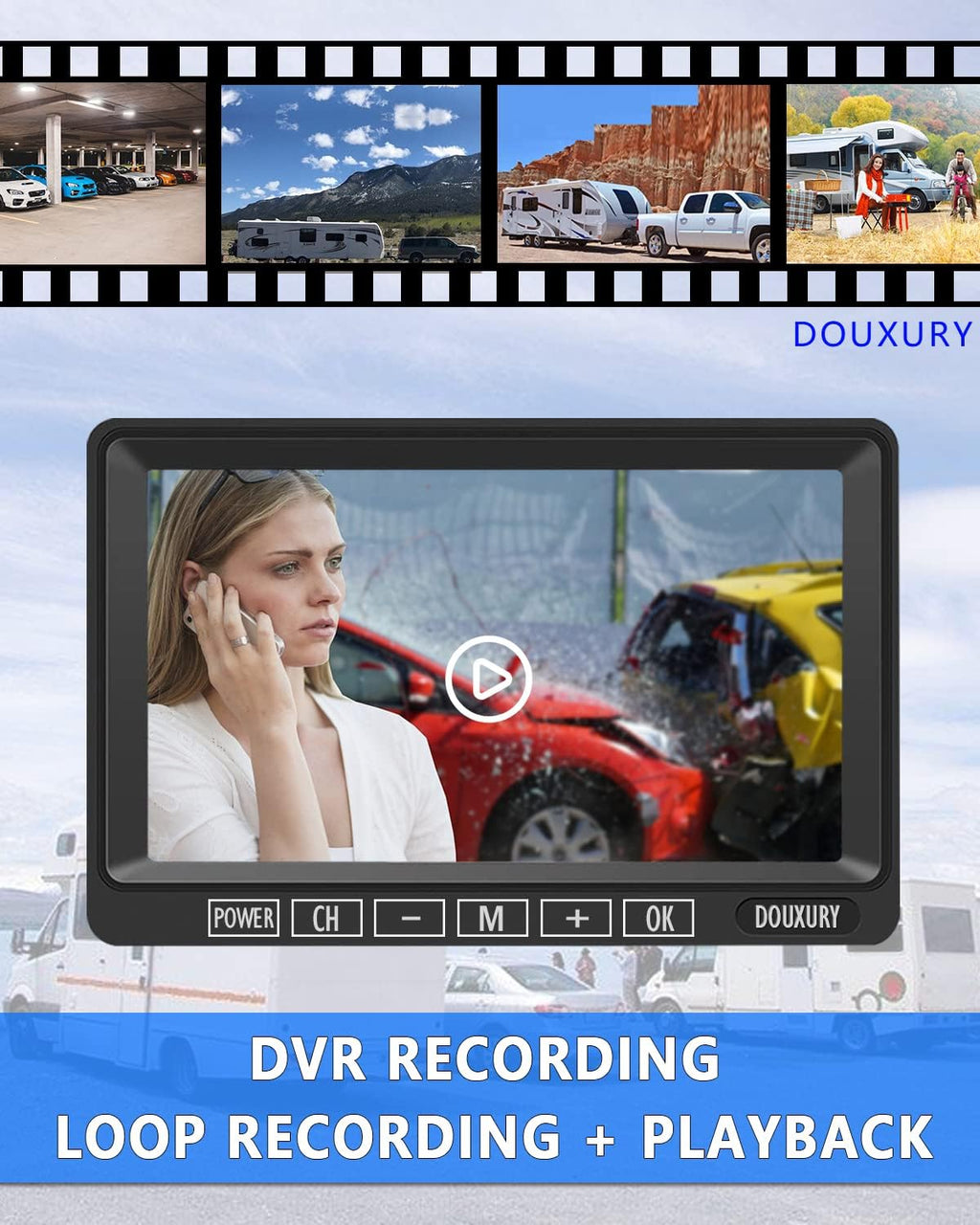 1080P Digital Wireless Backup Camera System 7'' Monitor IP69K Waterproof Night Vision W670