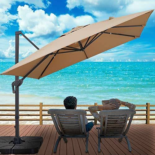 10x10ft Square Cantilever Patio Umbrella with Tilting System Q133806