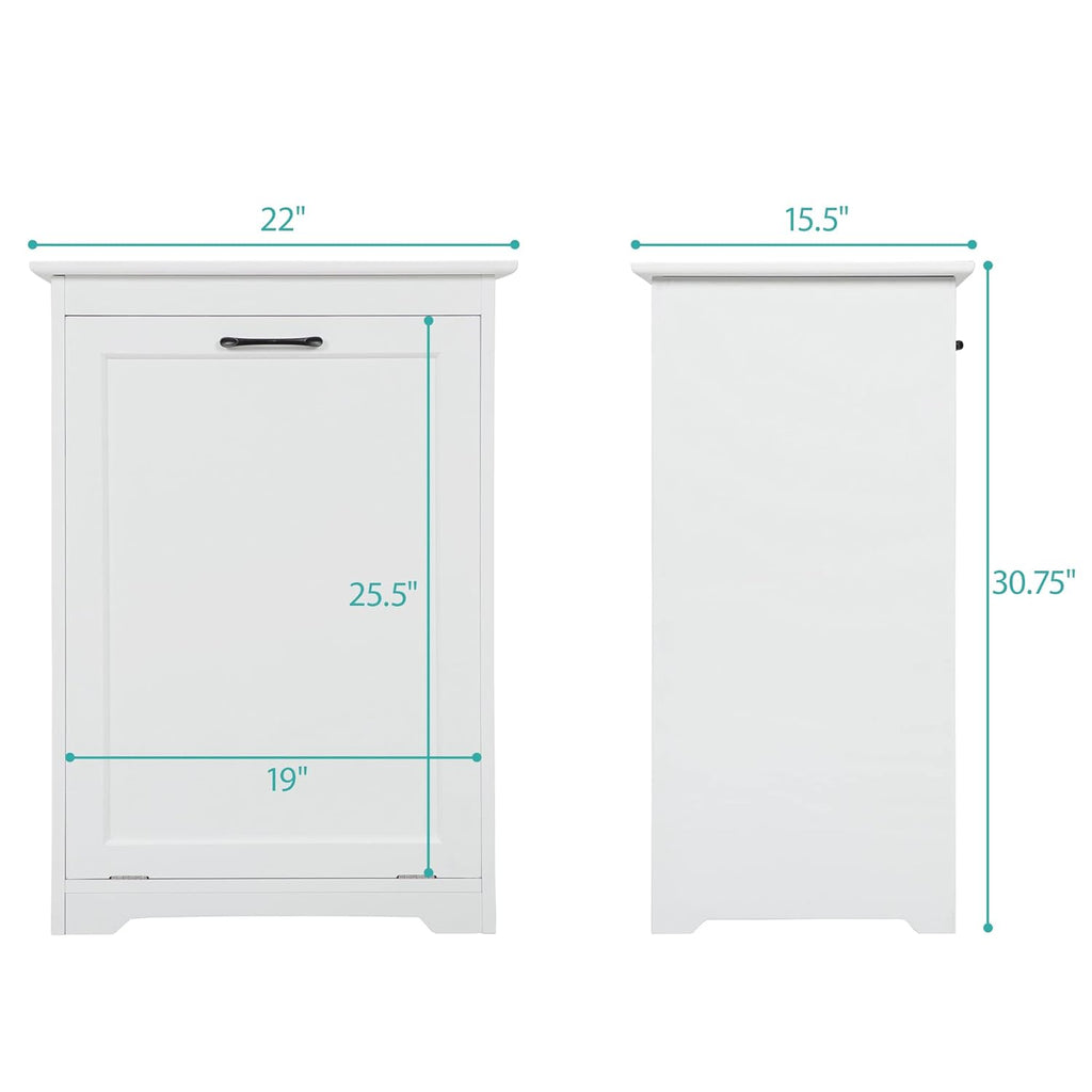 White Wooden Tilt Out Trash Cabinet, Holds 13 Gallons L47442