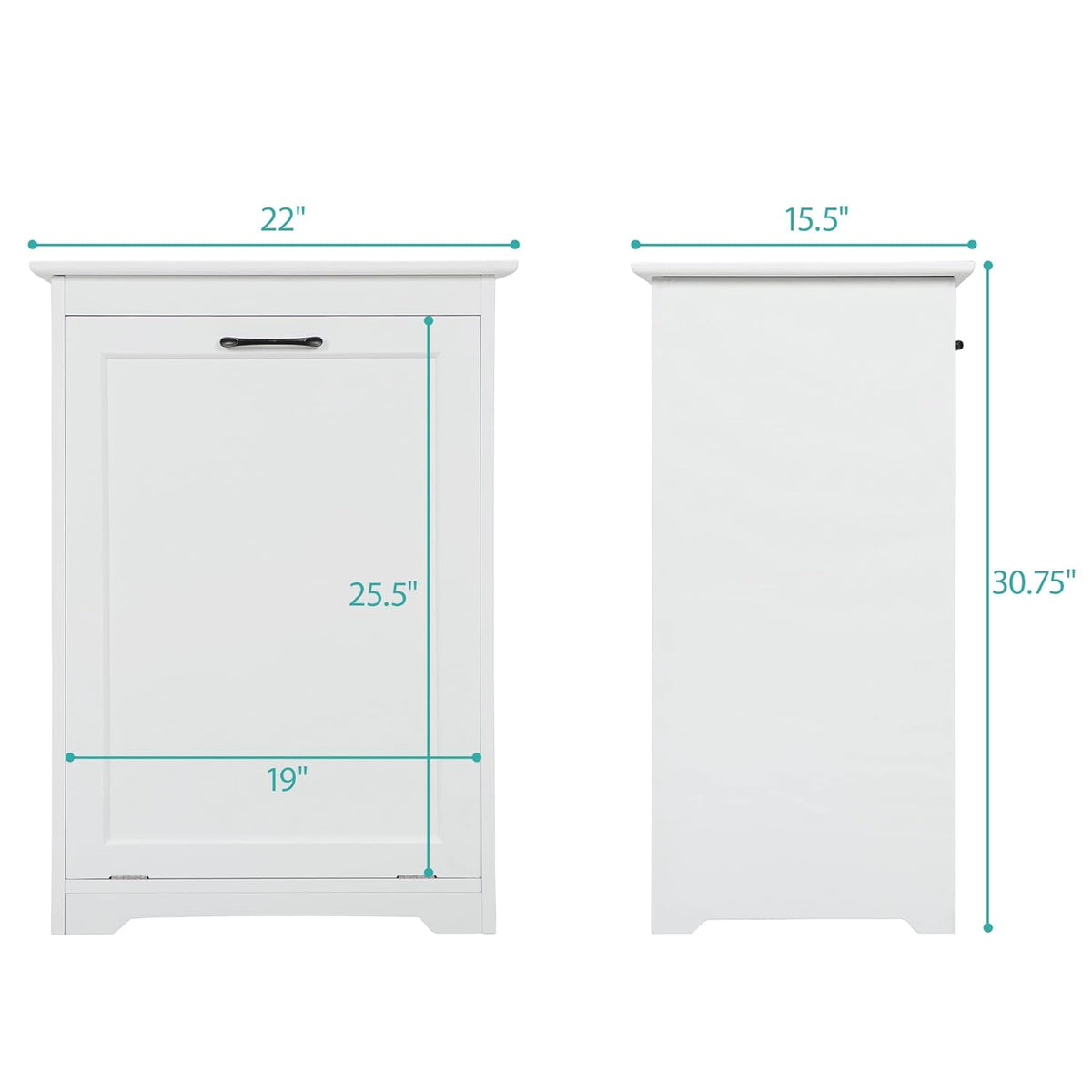 White Wooden Tilt Out Trash Cabinet, Holds 13 Gallons L47442