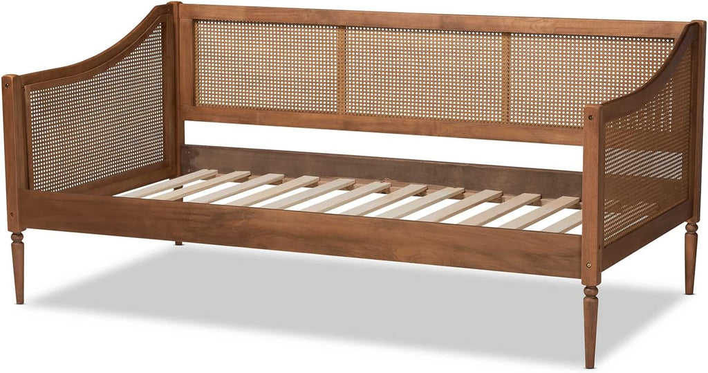 Brown Finished Wood and Synthetic Rattan Twin Size Daybed K144780