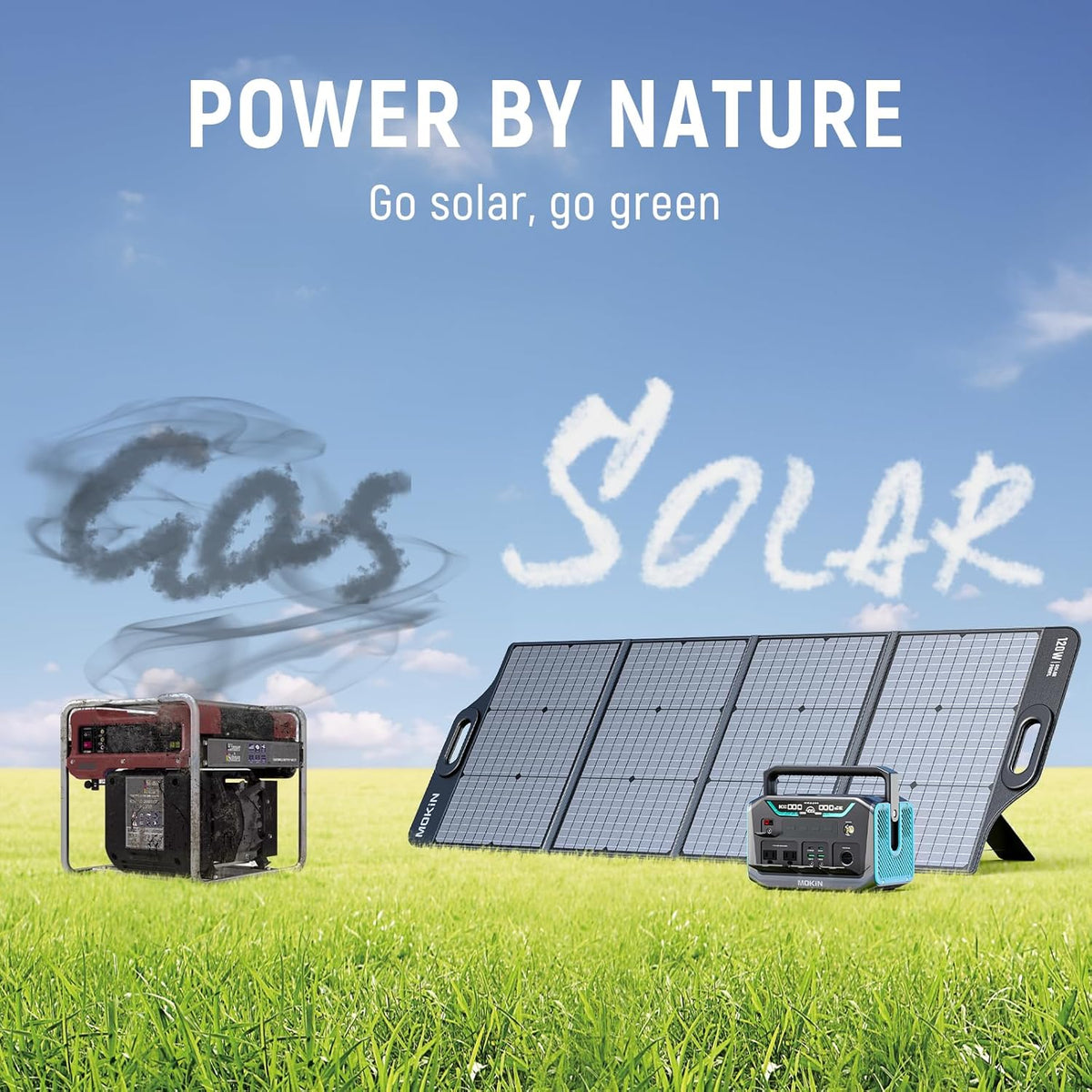 300W Portable Power Station with 120W Foldable Solar Panel W41148