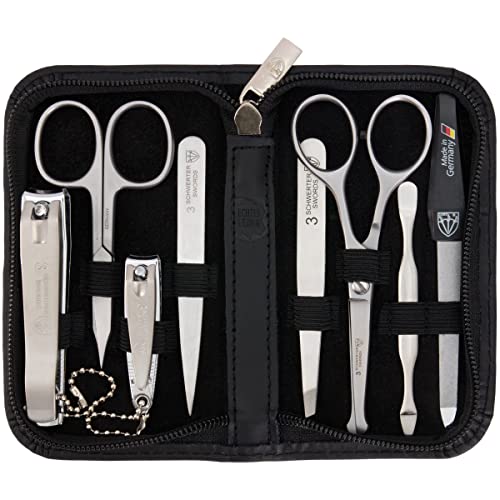 8 piece manicure pedicure grooming kit set synthetic leather case white Q21917