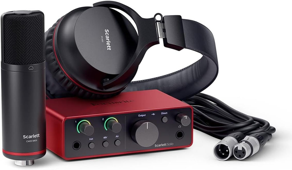 USB Audio Interface with CM25 Condenser Microphone and SH-450 Headphones H196