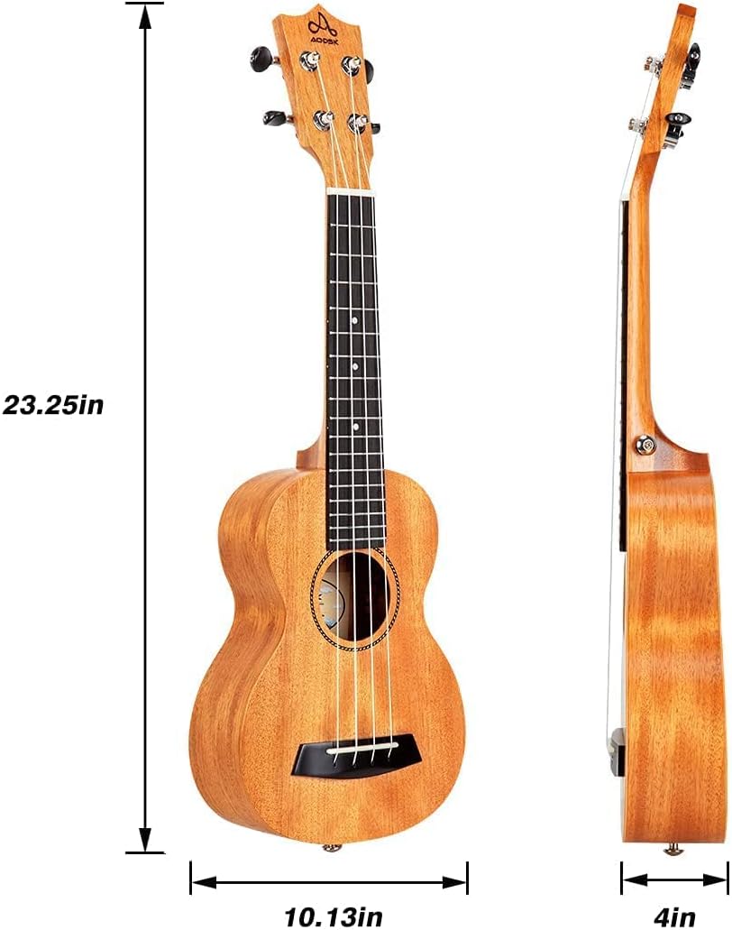 Mahogany 21 Inch Soprano Ukulele with Folding Guitar Stand Y83660