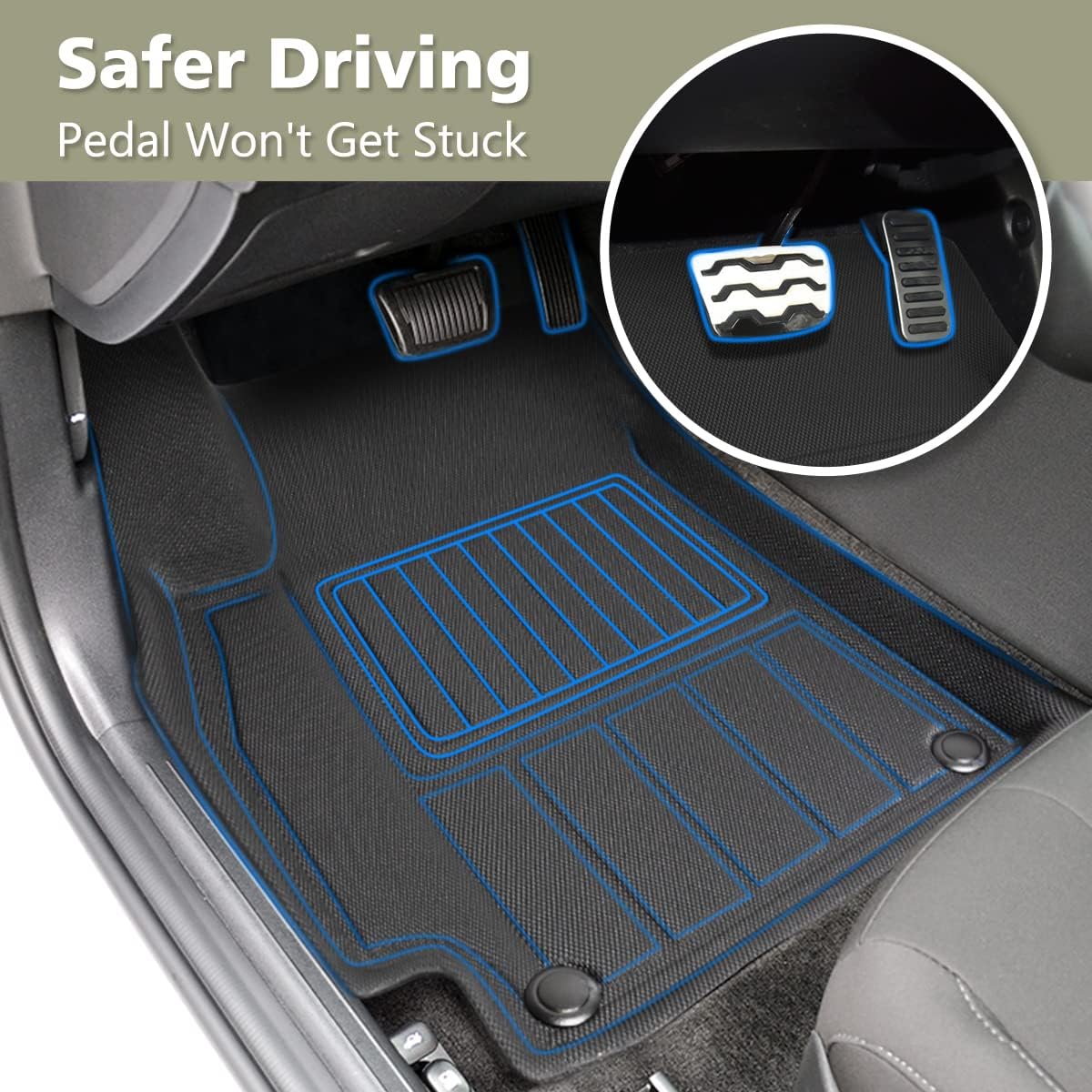 All Weather TPE Car Floor Mats Cargo Liner Black G97069