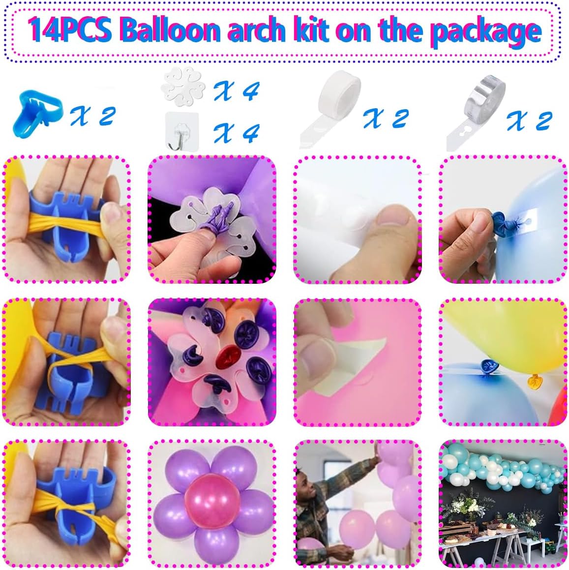 Portable 2 Modes Electric Balloon Pump with 14 Balloon Arch Kits S801535