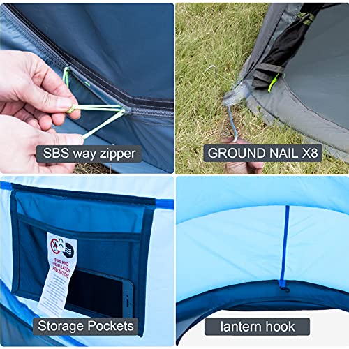 4 Person Pop Up Tent Waterproof Automatic Setup 2 Doors Instant Family Tent X263