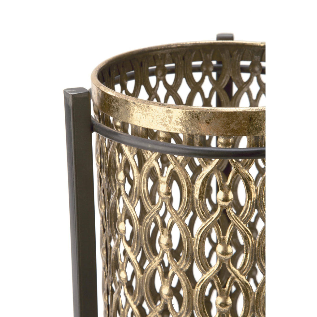 Antiqued Gold and Brown Contemporary Candle Stand Z763