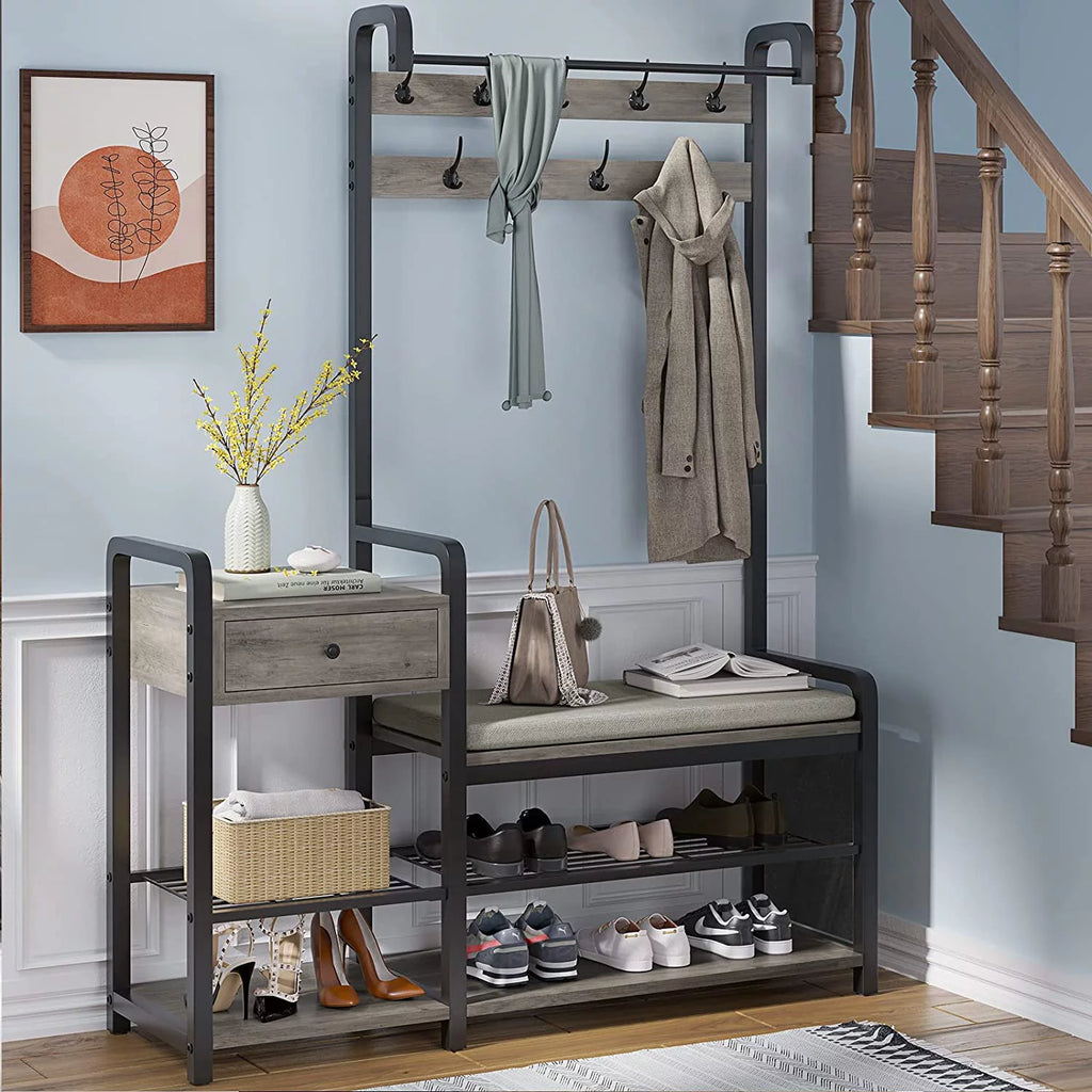 Oak Grey Hall Tree with Storage R5561