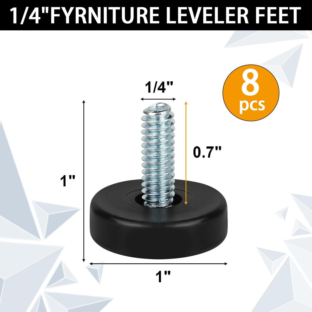 8 PCS Adjustable Furniture Feet Threaded 1/4" Thread E5312