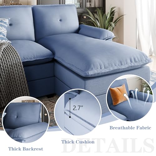 Blue U-Shaped Sectional Sofa with Double Chaise Q7626