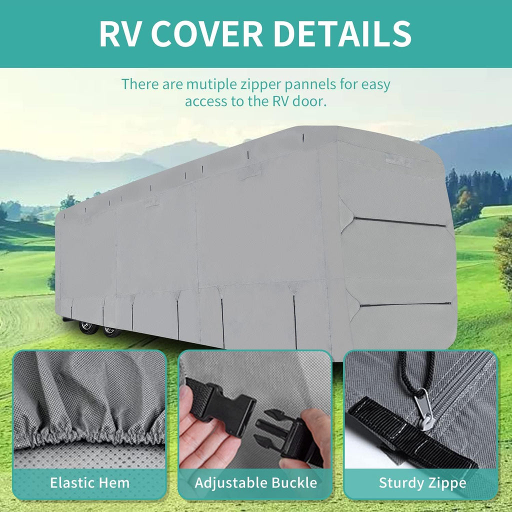 RV Cover, Extra-Thick 4 Layers Anti-UV Top Panel, Fits 33'- 37' Motorhome X2736