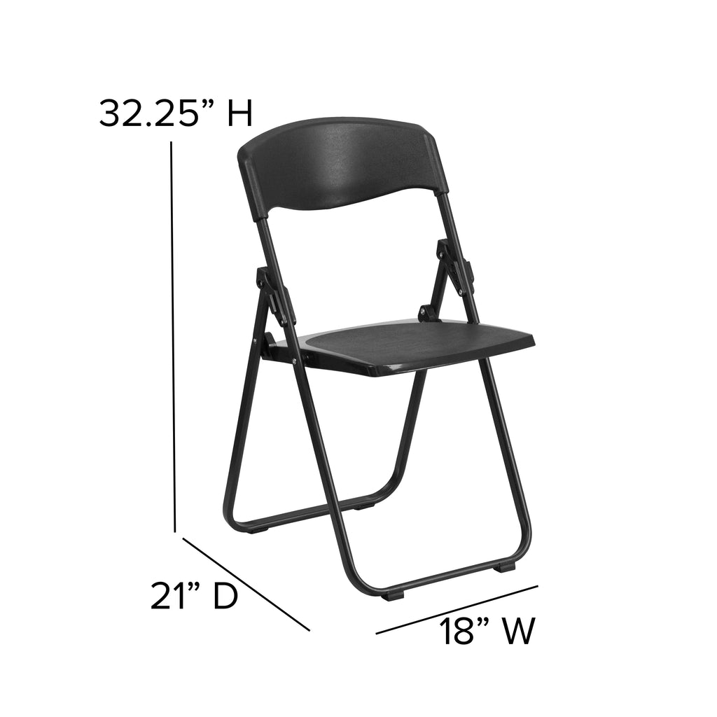 2 Pack Heavy Duty Black Plastic Folding Chair A652144
