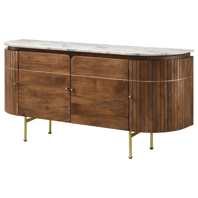 White and Natural Marble Top 4-door Dining Sideboard N266