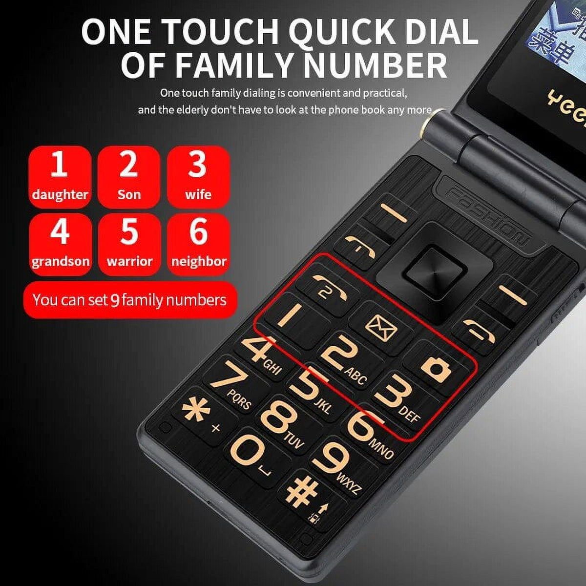 4G Flip Mobile CellPhone with Big Keyboard H65943
