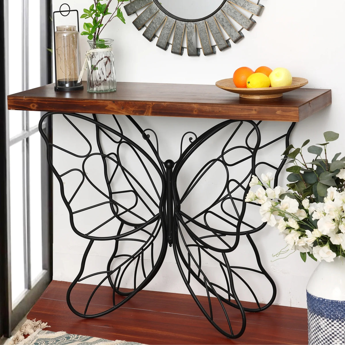 Wood Top Metal Accent Console And Entry Table G641040